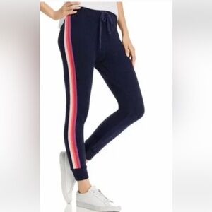 Sundry navy pink stripe soft stretch terry joggers sweatpants.